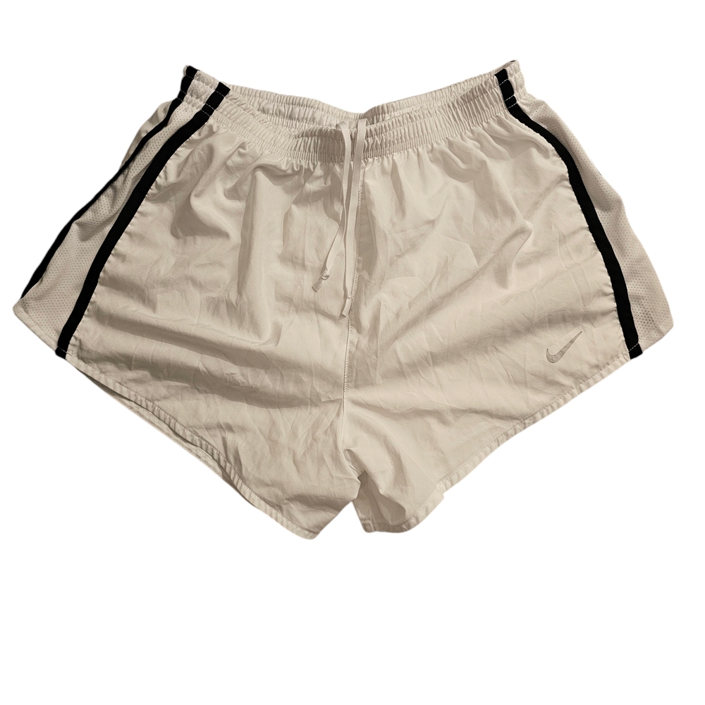 Nike Dri-fit White Running Shorts with Black Stripes